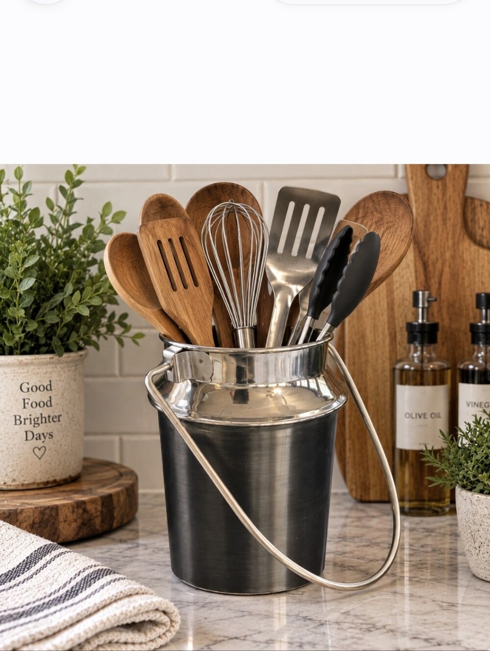 Stainless steel new‎ milk jug shaped container utensil holder handle